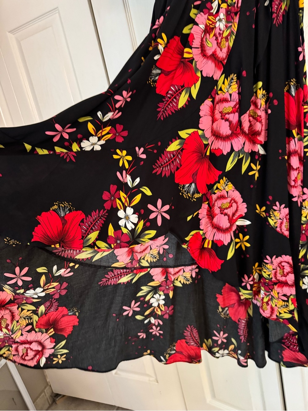 Women’s Short Sleeve Floral Maxi High Low V-Neck Flowy Dress, size XL NWT - Picture 7 of 16